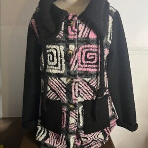 Italian wool blend textured colourful coat medium